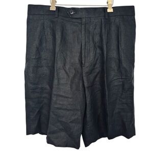 Paul Fredrick 100% Linen Charcoal Flat Front Shorts